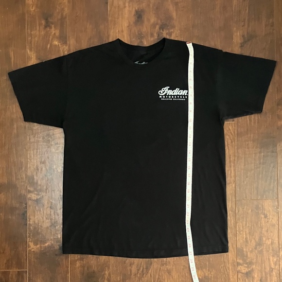 Indian Motorcycle Dealer Men’s Black T-Shirt, Red and White Lettering, Size L - Picture 3 of 5